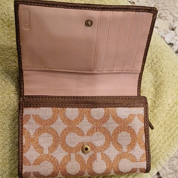 Coach Signature Brown and Tan Wallet - Picture 3 of 8